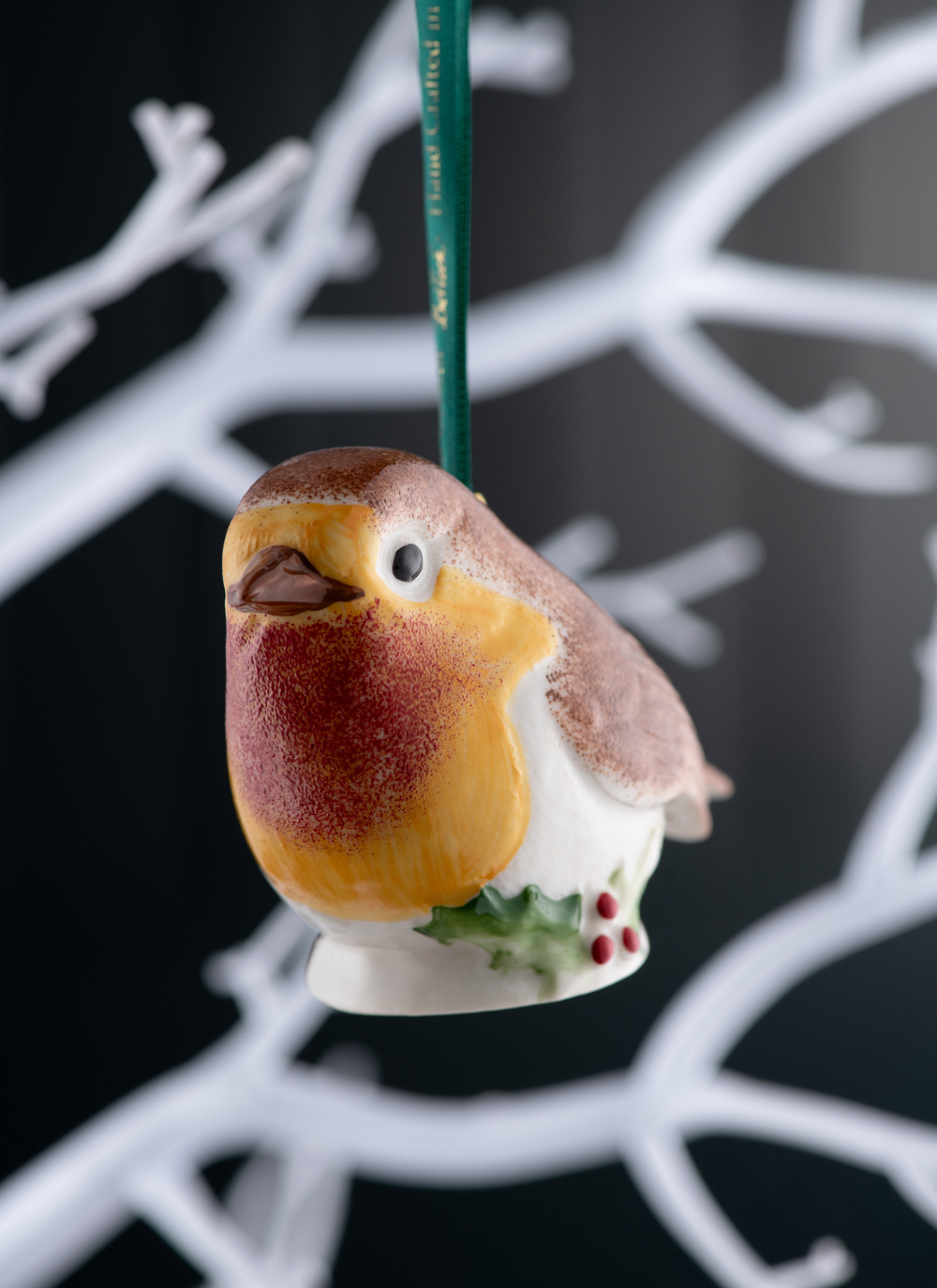 Robin with Holly Hanging Ornament